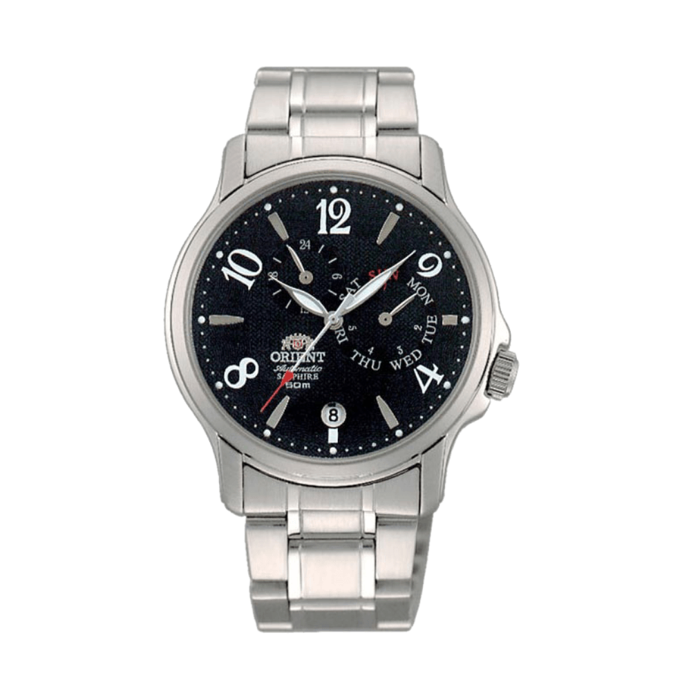 ORIENT: Automatic Watch Multi Eyes Day Date CET05002B Black Dial Japan Made