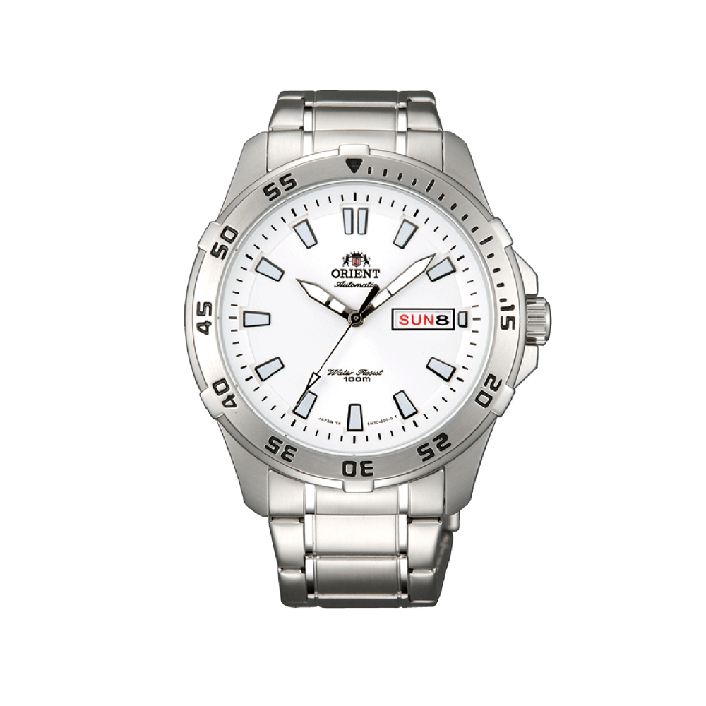 ORIENT: Thresher Automatic Watch Day Date White Dial Made in Japan (EM7C005W)