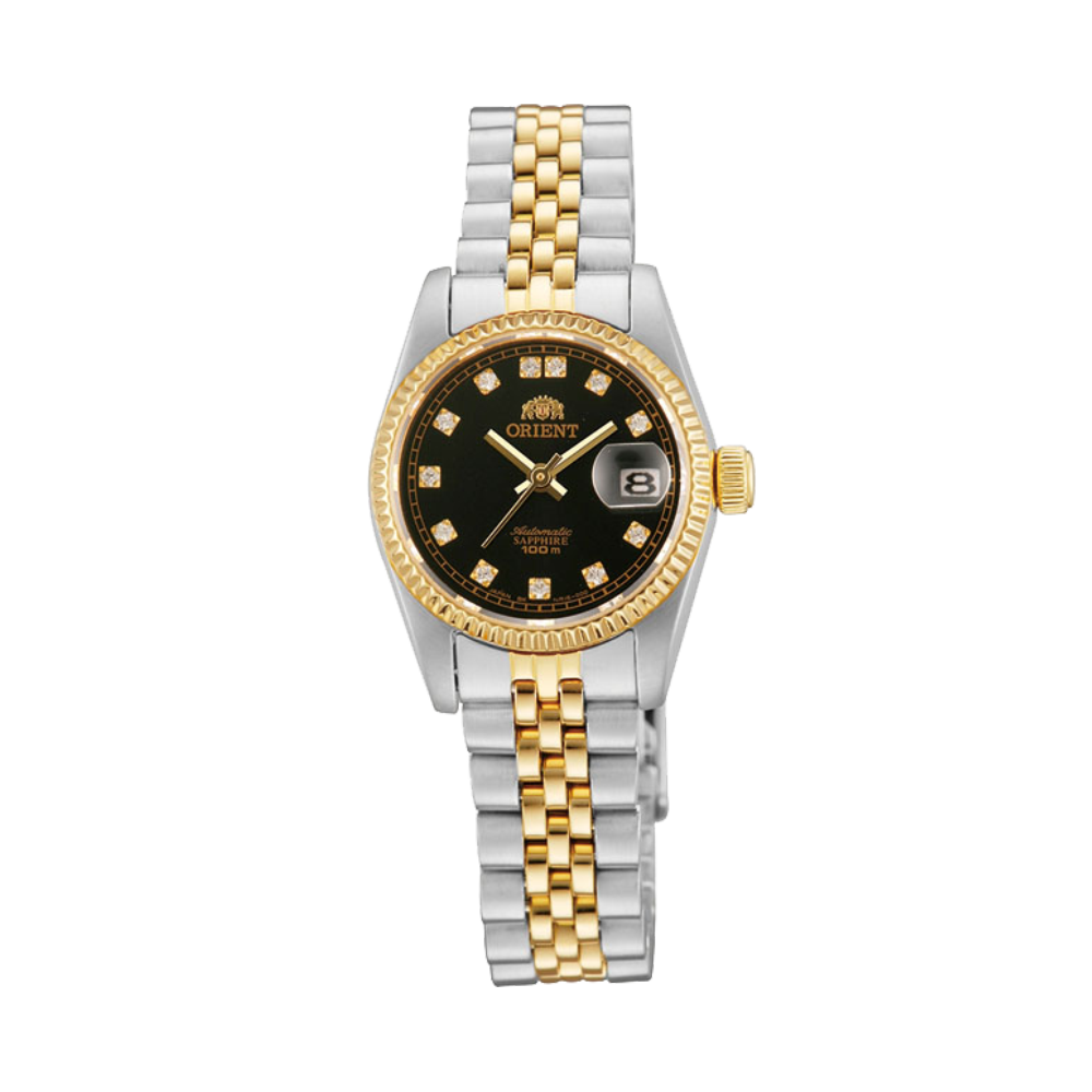 ORIENT: Ladies Oyster President Diamond Accent Black Dial Made in Japan (NR16002B)