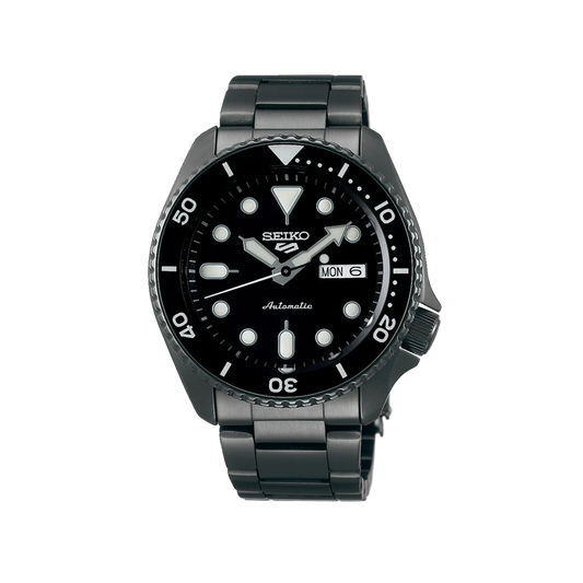 SEIKO: Seiko5 Mechanical Sports Watch, Metal Strap - Black Dial - 43mm (SRPD65K1) Made in Japan.