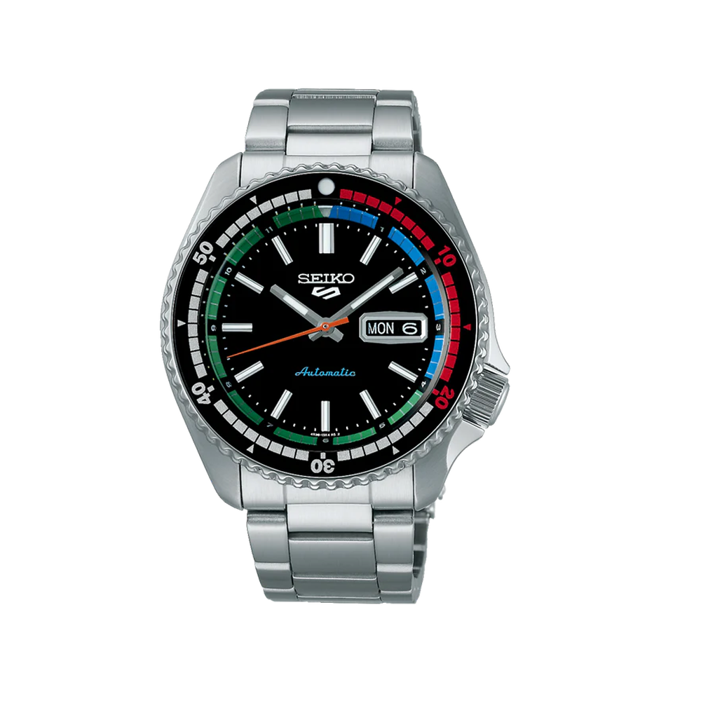 SEIKO: Seiko5 Mechanical Sports Watch, Metal Strap - Black Dial - 42.5mm (SRPK13K1) Made in Japan.