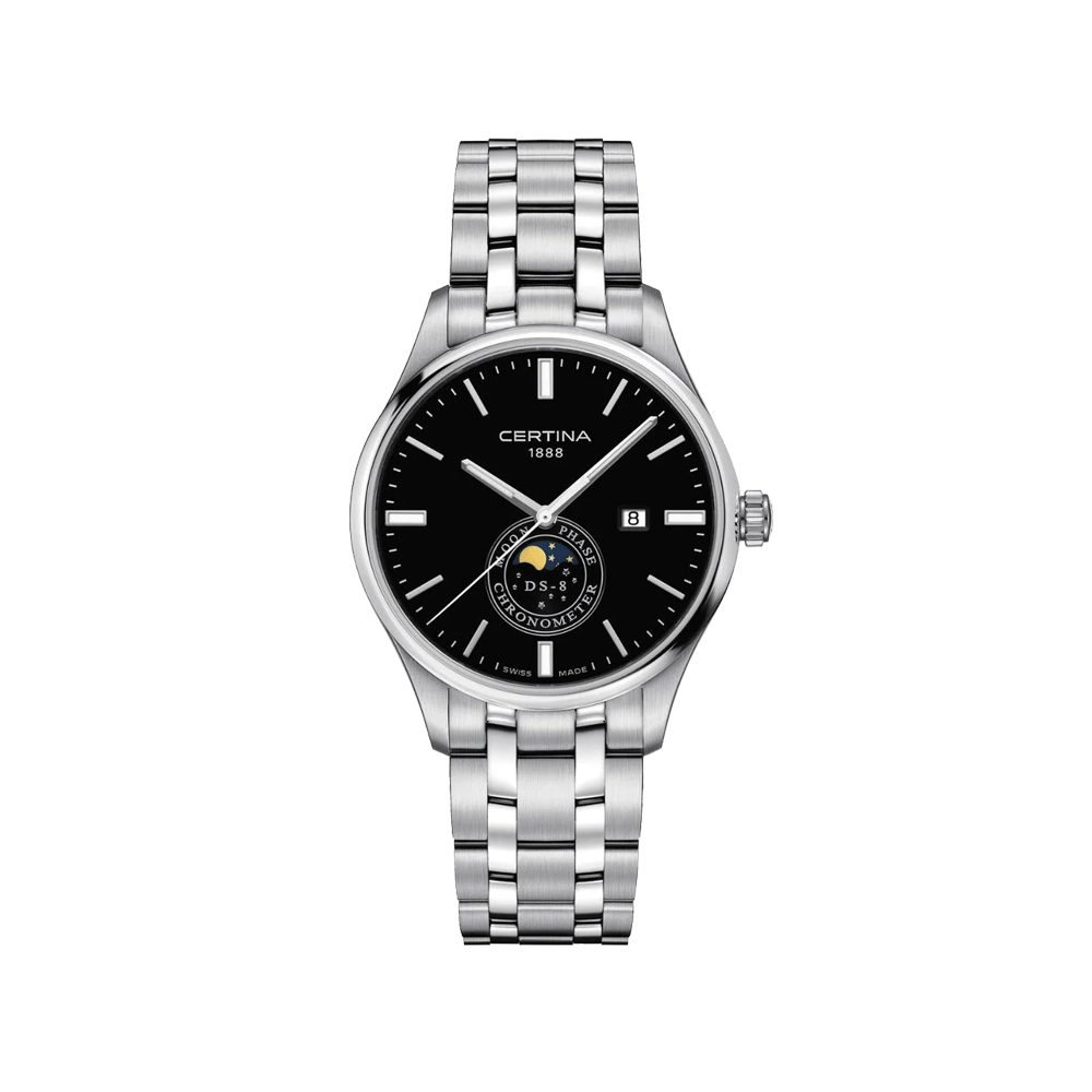 Certina DS-8 MOON PHASE Black Dial Quartz C033.457.11.051.00 Swiss Made