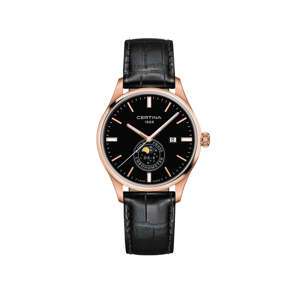 Certina DS-8 MOON PHASE Black Dial Quartz C033.457.36.051.00 Swiss Made
