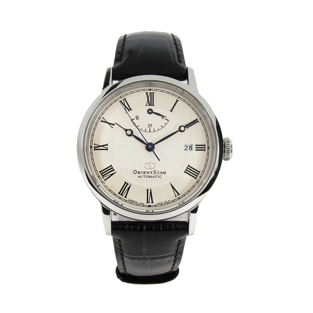 ORIENT STAR: Mechanical Classic Watch, Leather Strap - 38.7mm (RE-AU0002S)