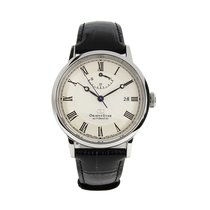 ORIENT STAR: Mechanical Classic Watch, Leather Strap - 38.7mm (RE-AU0002S)