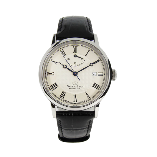 ORIENT STAR: Mechanical Classic Watch, Leather Strap - 38.7mm (RE-AU0002S)