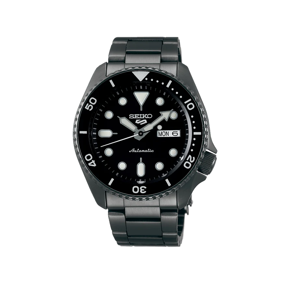 SEIKO: Seiko5 Mechanical Sports Watch, Metal Strap - Black Dial - 43mm (SRPD65K1) Made in Japan.